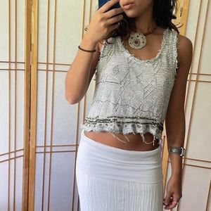 Vintage frayed boho festival top